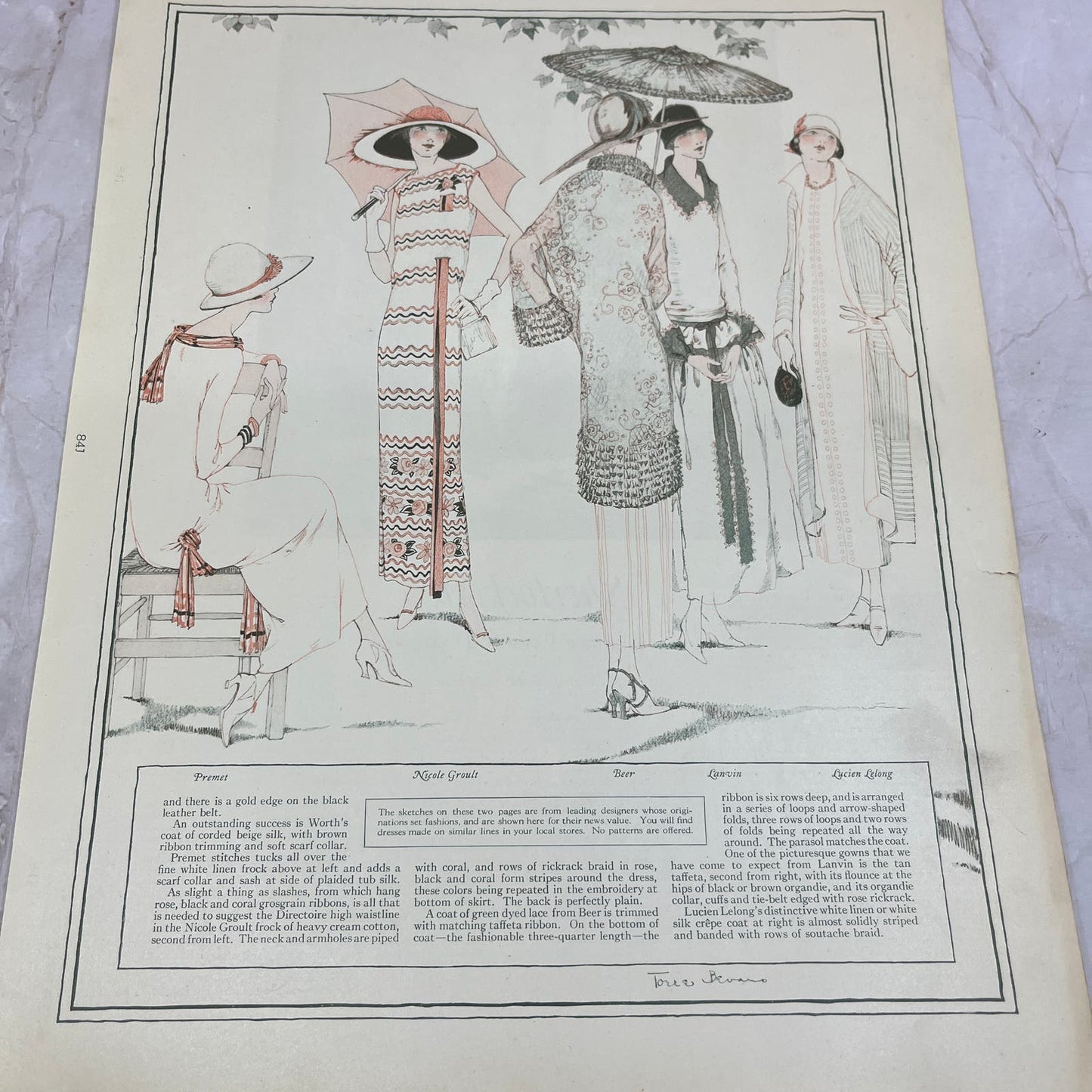 Bestselling Parisian Women's Fashions Two Pages 1924 Magazine Ad FL6-11