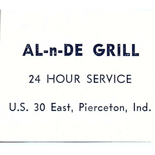 Al-n-De Grill Pierceton Indiana 1964 Ad AG1-S16