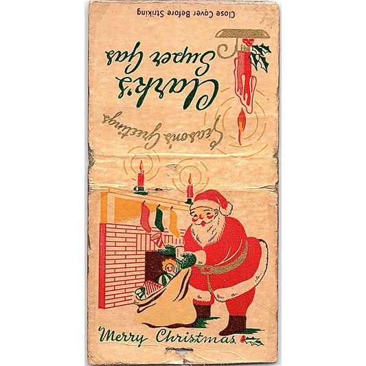 Clark's Super Gas Milwaukee Santa Christmas Vintage Matchbook Cover SC7-Y4