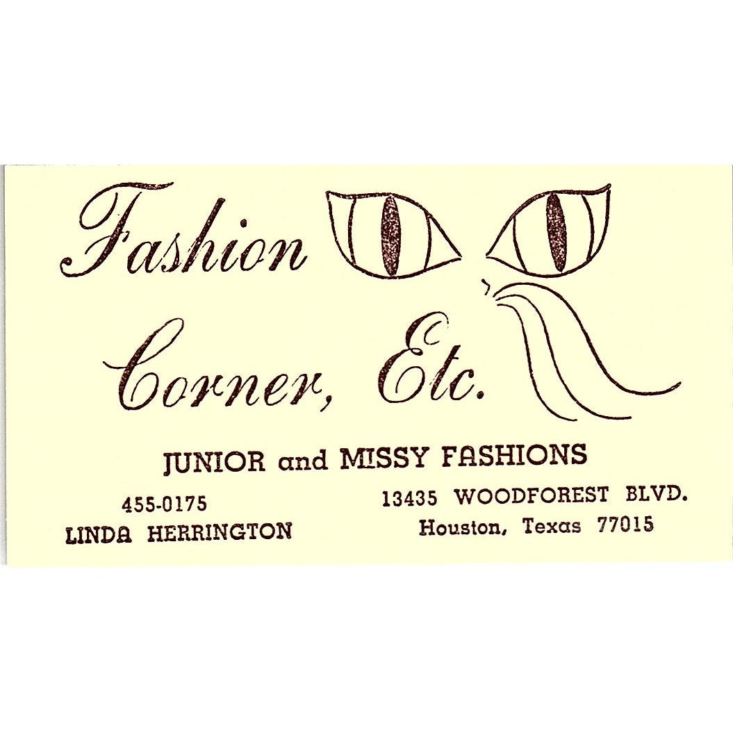 Fashion Corner Etc Junior & Missy Linda Herrington Houston Business Card SE5-B5