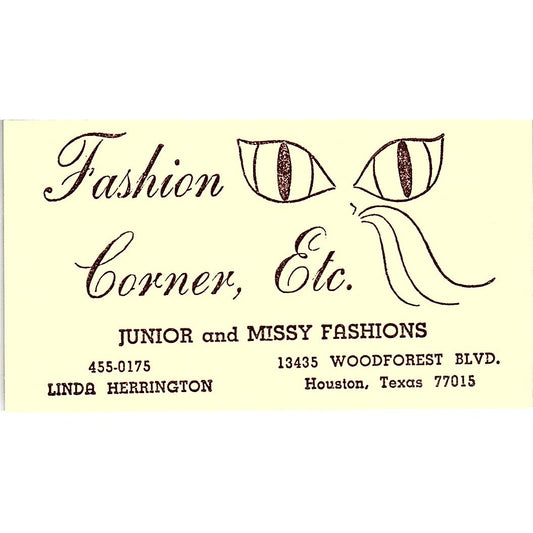 Fashion Corner Etc Junior & Missy Linda Herrington Houston Business Card SE5-B5