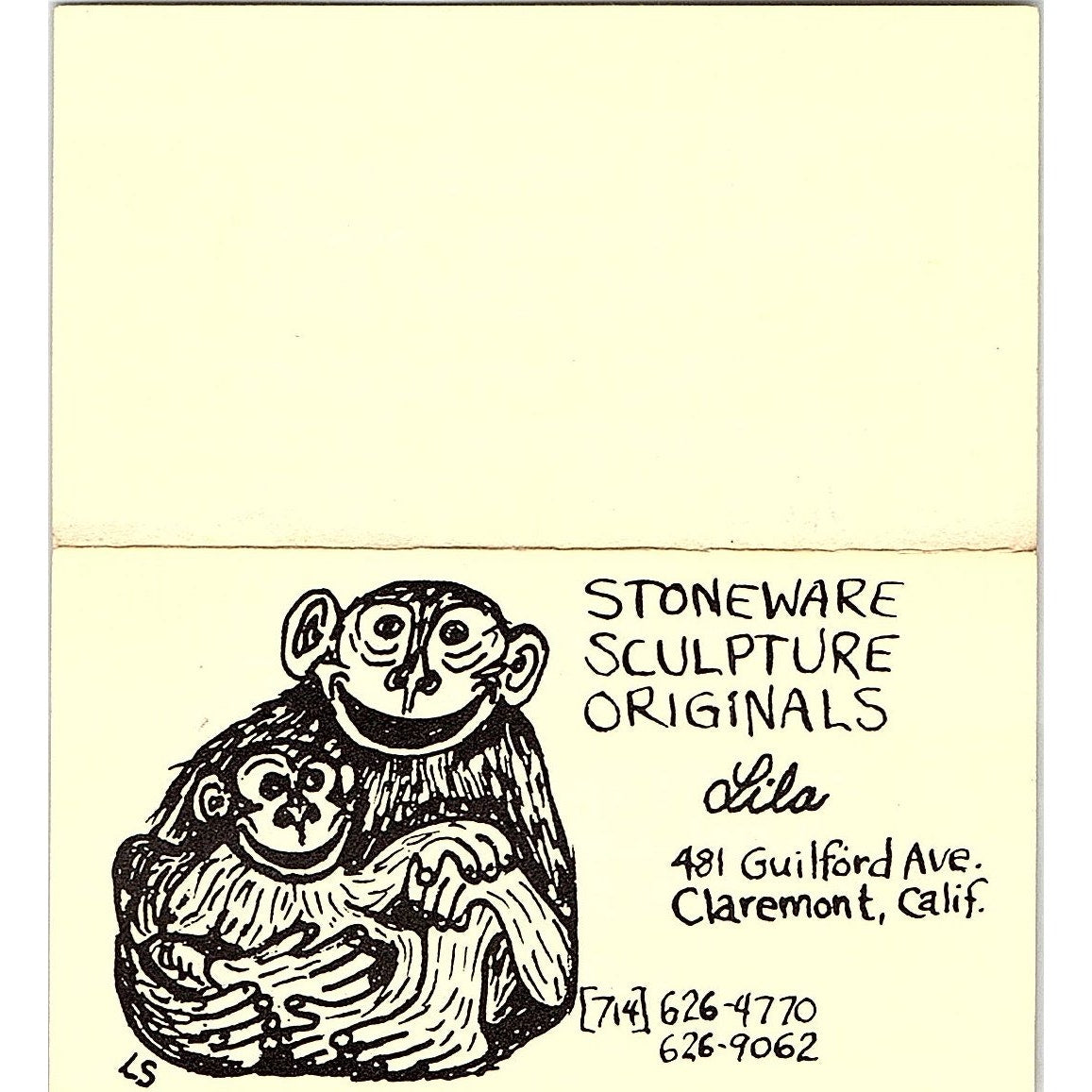 Lila Stoneware Sculpture Originals Claremont CA Vintage Business Card SD9-B5