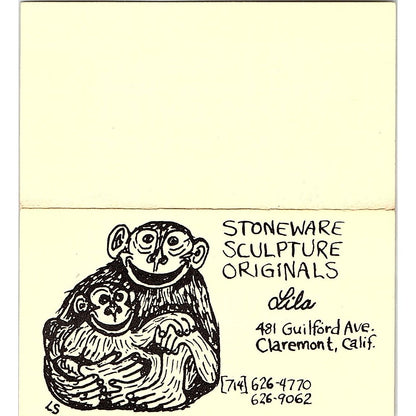 Lila Stoneware Sculpture Originals Claremont CA Vintage Business Card SD9-B5