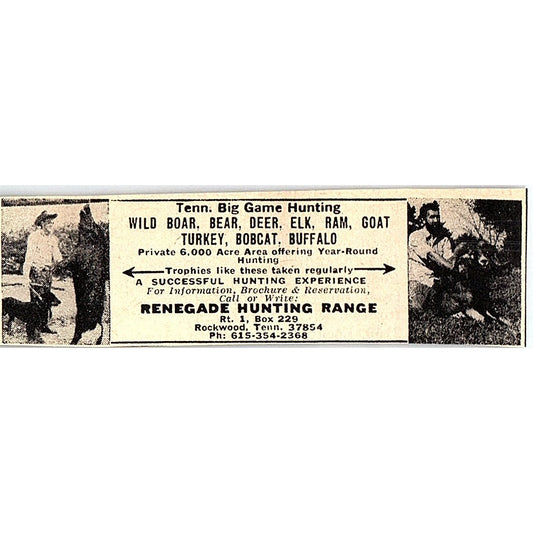 Renegade Hunting Range Rockwood TN 1977 Ad AF6-M1