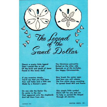 1968 The Legend of The Sand Dollar Vintage Postcard PE4