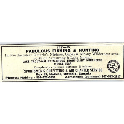 Fly-In Fishing Sportsmens Outfitting & Air Charger Nakina Ontario 1977 Ad AF6-M1