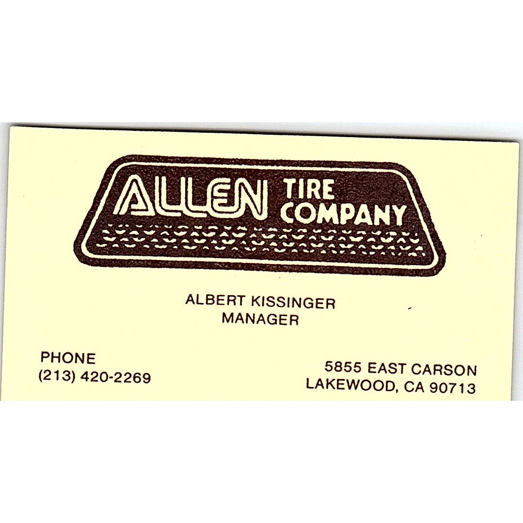 Albert Kissinger Allen Tire Company Lakewood CA Vintage Business Card SE3-B14