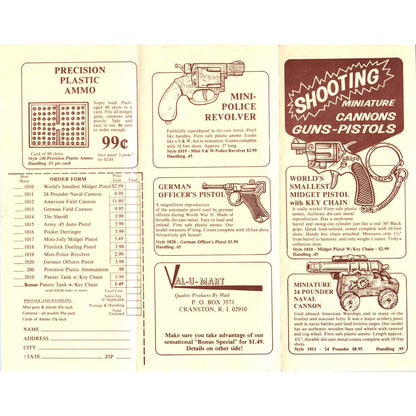 1977 Valu-Mart Mail Order Miniature Toy Shooting Guns and Cannons AE2