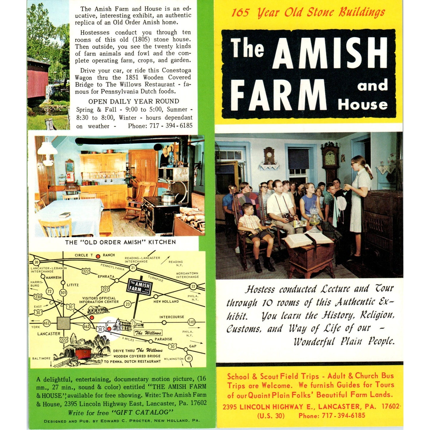 1970s The Amish Farm and House Lancaster Pennsylvania Map & Brochure TF4-BC