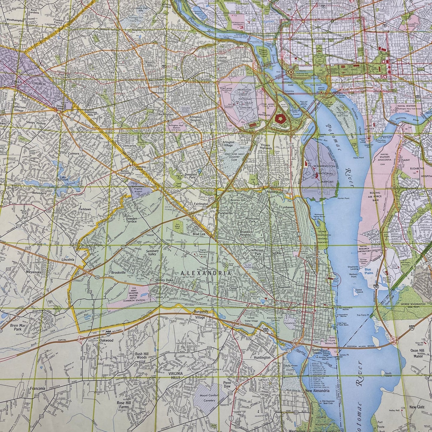 1960s Shell Oil Washington DC Street Guide Travel Map Fold Out TG8-Z