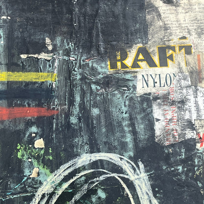 Original Grunge Minimalist Modern Art Collage Painting 8.5x11 "Maquette" Signed