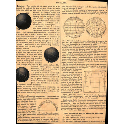 World Map Polar & Hemisphere Top Down View 1901 Map 8x11 V14-1