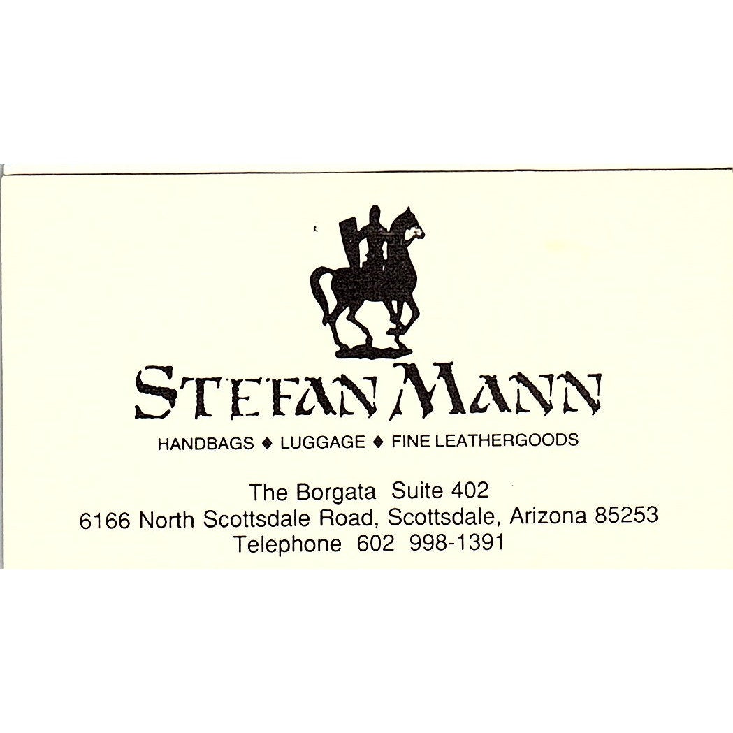 Stefan Mann Leather Goods Scottsdale AZ Vintage Business Card SC9-B1