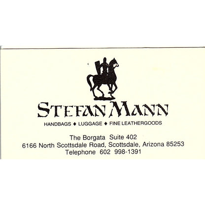 Stefan Mann Leather Goods Scottsdale AZ Vintage Business Card SC9-B1