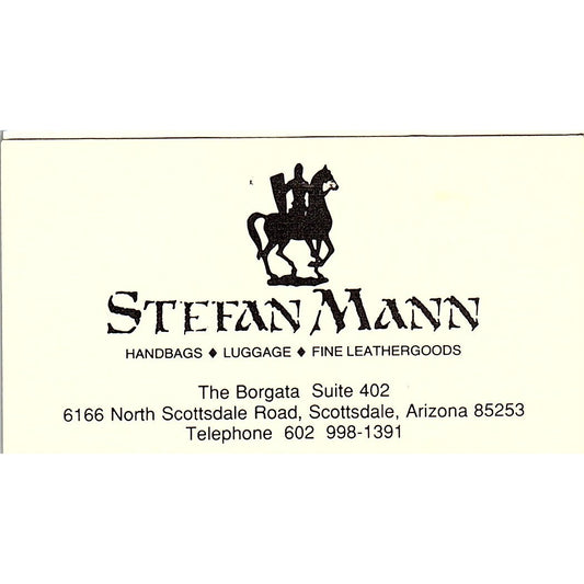 Stefan Mann Leather Goods Scottsdale AZ Vintage Business Card SC9-B1