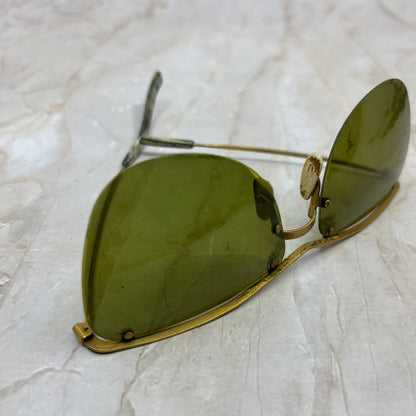 Vintage Rimless Brass Tone Sunglasses Eyeglasses Frames TD5G1-1