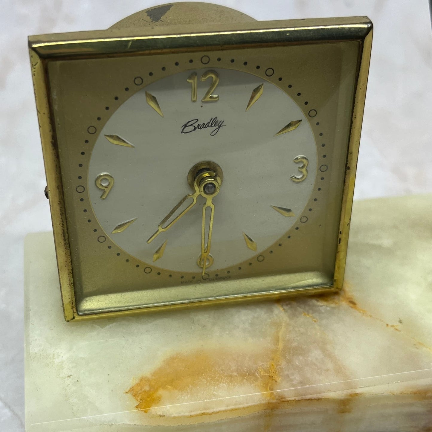 Vintage Bradley Clock and Pen Desk Set Clock & Pen Set On Marble Base TI8