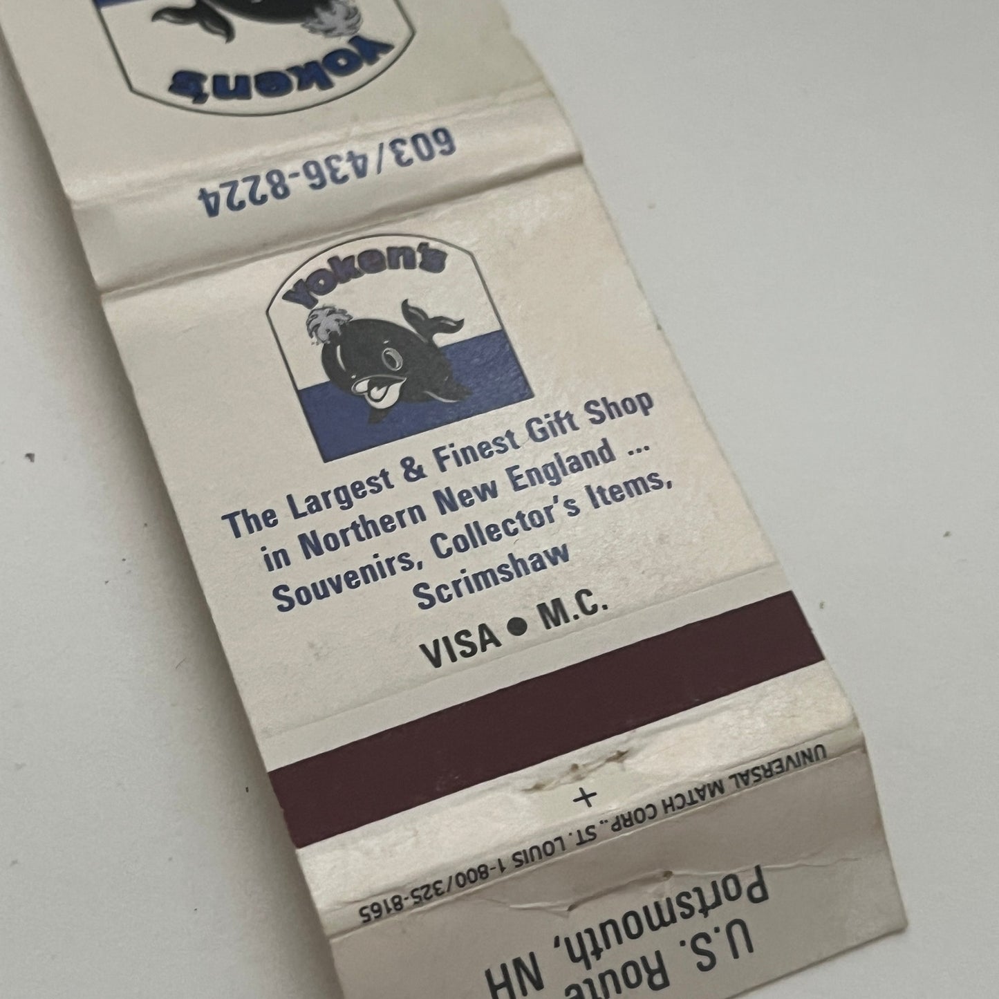 Yoken's Restaurant & Gift Shop Portsmouth NH Matchbook Cover MM4-1