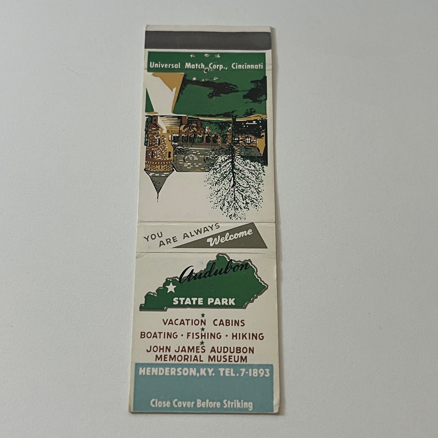 Audubon State Park Henderson Kentucky Vintage Matchbook Cover TB6-MB2-5