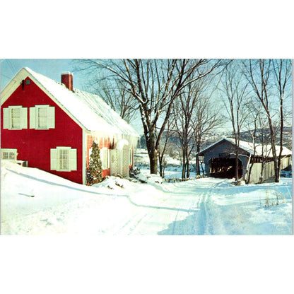 Bedell Bridge Conn. River Newbury VT Haverhill NH Covered Bridge Postcard PB11