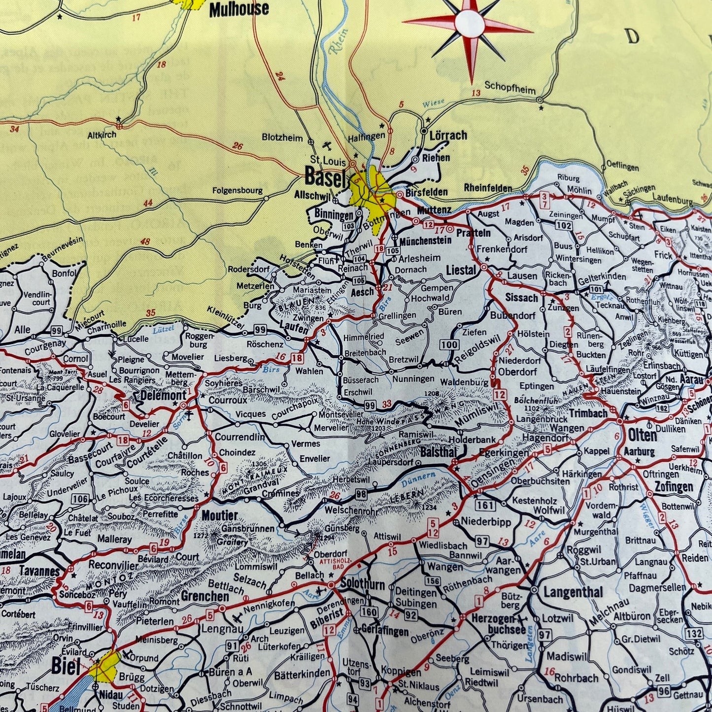 1960s Esso Schweiz Suisse Switzerland Fold Out Travel Map TH2-Y1