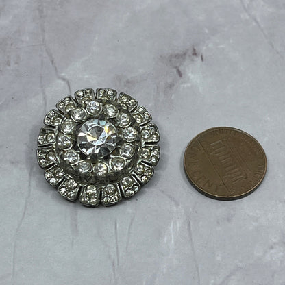 Vintage Silver Tone Rhinestone Button SC1