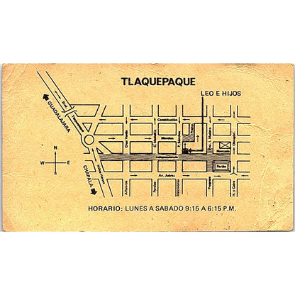 Leo E Hijos Piel Artist Tlaquepaque Jalisco Mexico Vintage Business Card SE3-B12