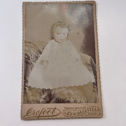 Pink Cheeked Girl Crofoot Kendallville IN Antique Victorian CDV Card H4-2