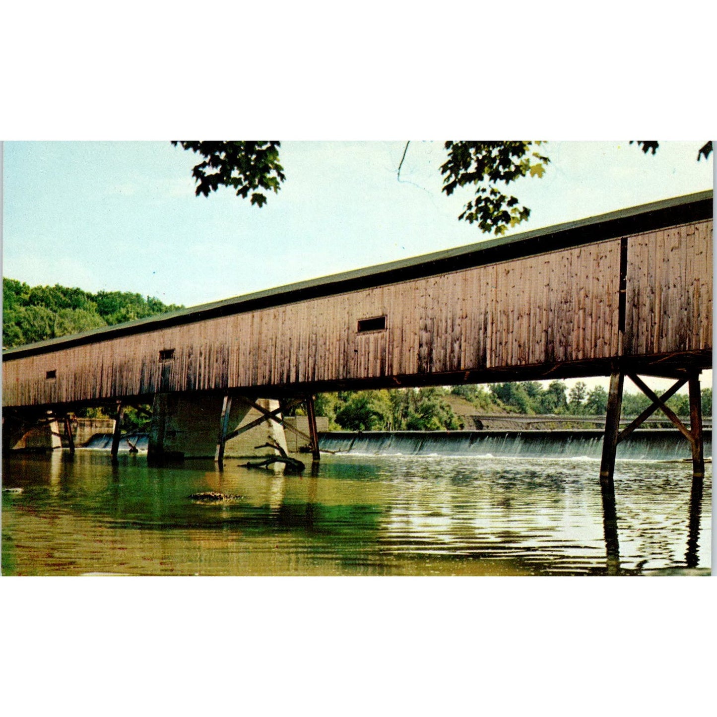 Grand River Bridge Harpersfield Ashtabula OH Covered Bridge Postcard PB10