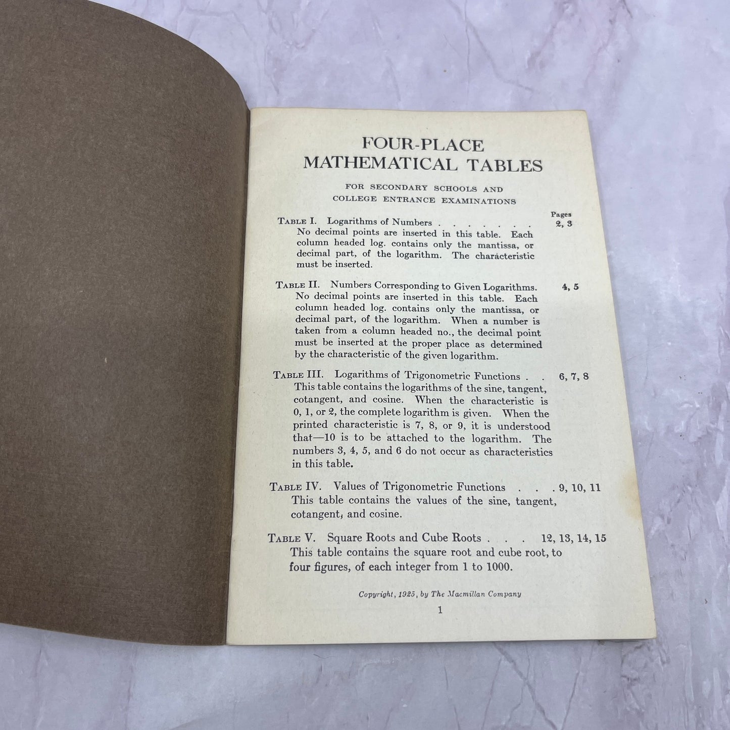 1941 Four-Place Mathematical Tables Thomas Scott Fiske, Longley Book TC5-RD