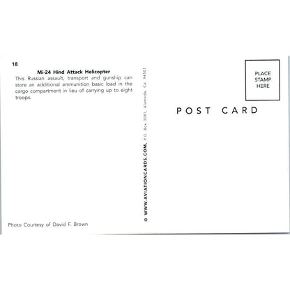 Mi-24 Hind Attack Helicopter Vintage Postcard PC19