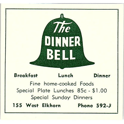 The Dinner Bell 155 West Elkhorn 1957 Estes Park CO Ad AG4-S10