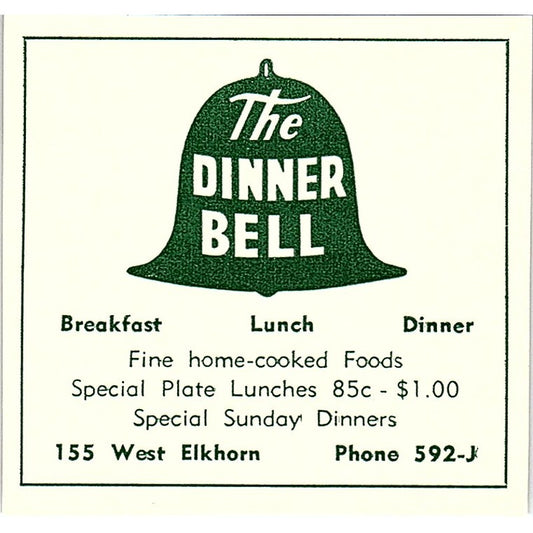 The Dinner Bell 155 West Elkhorn 1957 Estes Park CO Ad AG4-S10