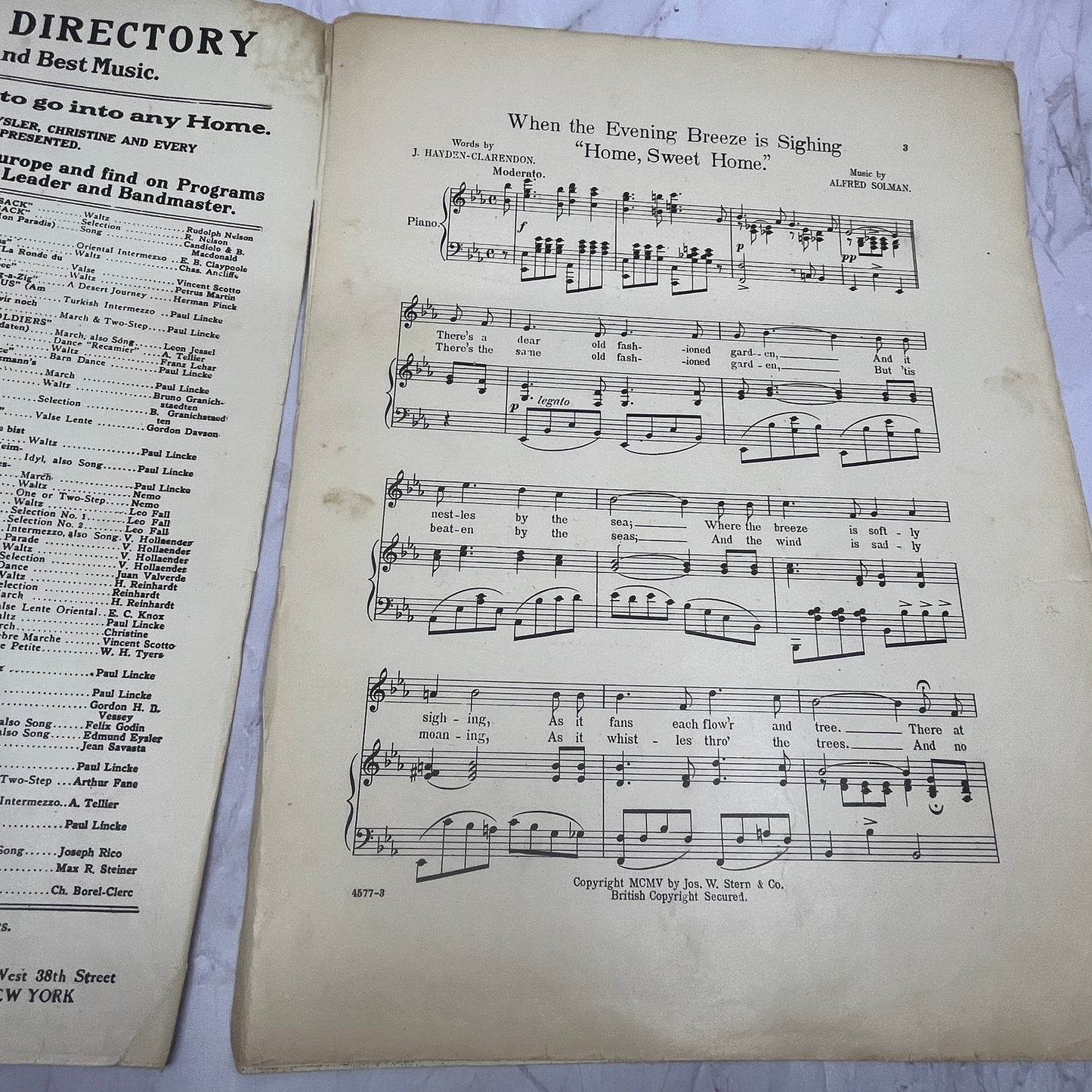 When The Evening Breeze Is Sighing Home Sweet Home 1905 Sheet Music V15