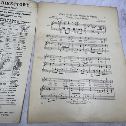 When The Evening Breeze Is Sighing Home Sweet Home 1905 Sheet Music V15