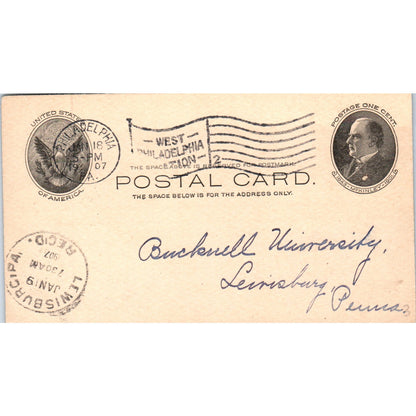 1907 University of Pennsylvania Postal Mailing Card AD8-RS1