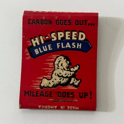 Hi-Speed Blue Flash Chases Carbon Vintage Matchbook Cover TB6-MB1-1