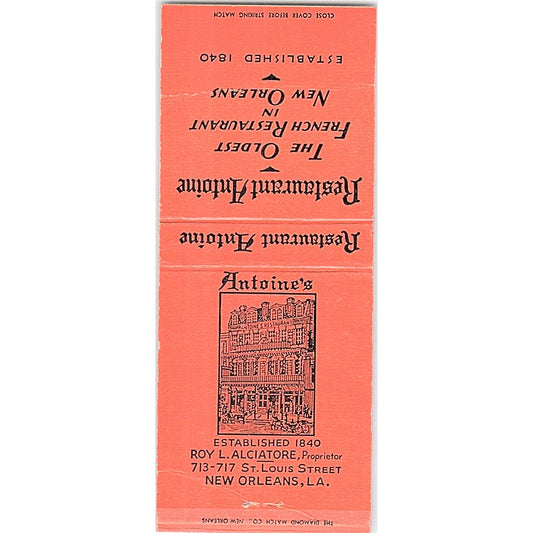 Roy L. Alciatore Antoines Restaurant New Orleans Vintage Matchbook Cover SF3-Y4