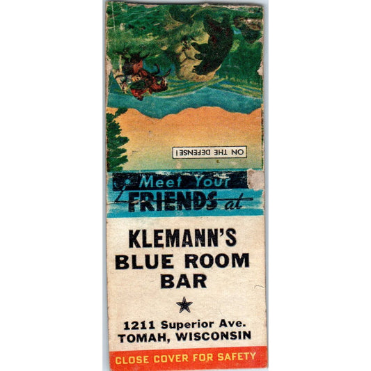 Klemann's Blue Room Bar Tomah WI Vintage Matchbook Cover SD4-Y16