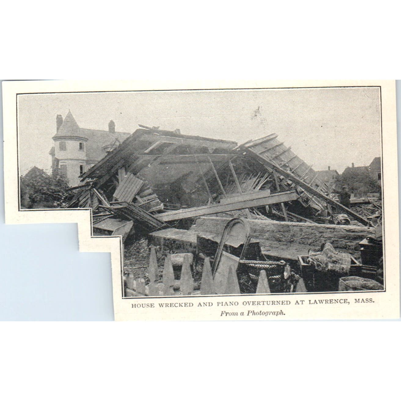 House Wrecked Tornado Piano Overturned Lawrence MA 1897 Victorian Photo AE9-TS8