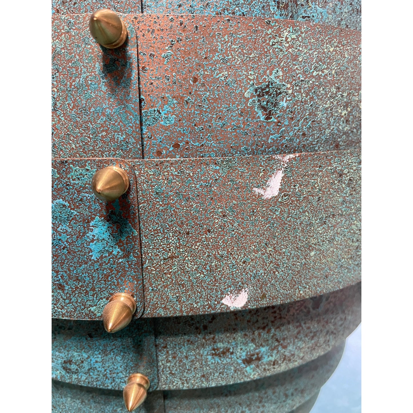 Original Frank Stone Art Hanging Light Fixture Copper Brutalist MCM Signed 21"