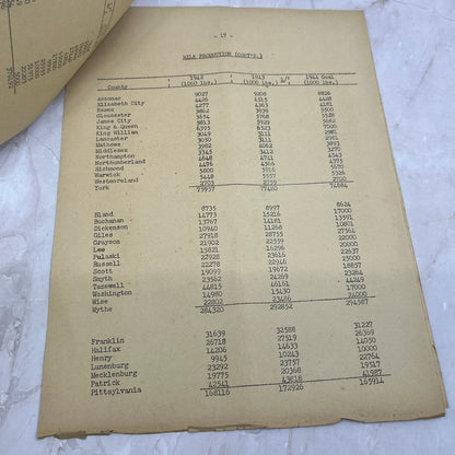 1944 State of Virginia County Production Agriculture Goals Report TG8-VV