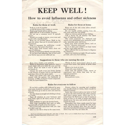 1918 Original Spanish Flu Influenza Warning and Safety Bulletin D23