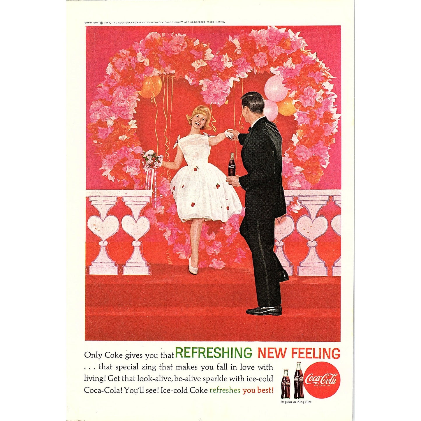 Valentines Dressed Up Couple Dancing Romance 1962 Coca-Cola Coke Ad 6.75x10 V18