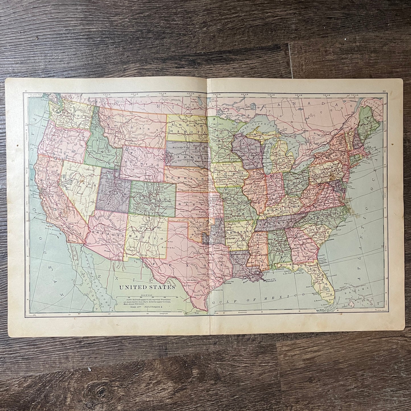 Map of the United States 2 Page Fold Out Map 1901 Map V14-1