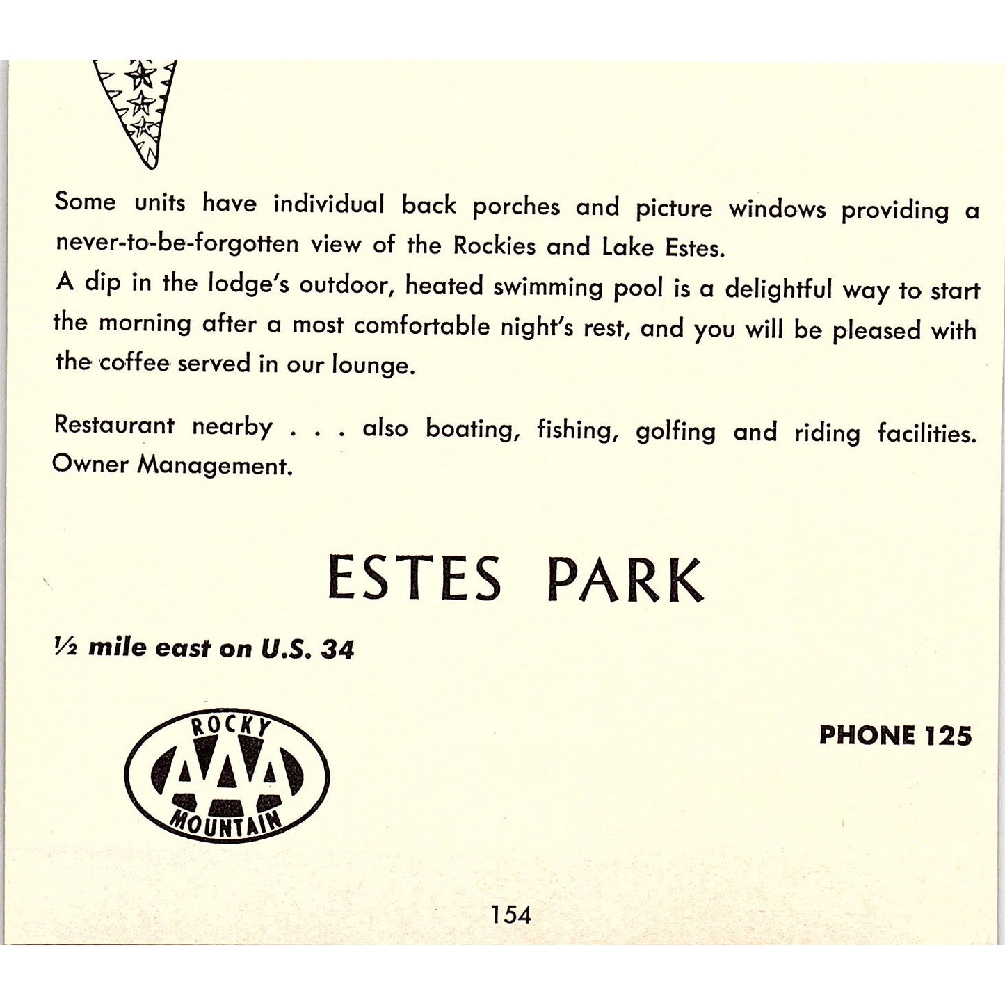 Stony Knob Cottages Estes Park CO 1958 Ad AG1-H3