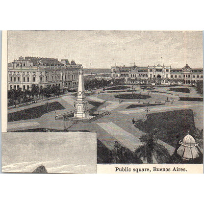 Aerial View of Santiago Chile 1901 Engraving AF2-O2