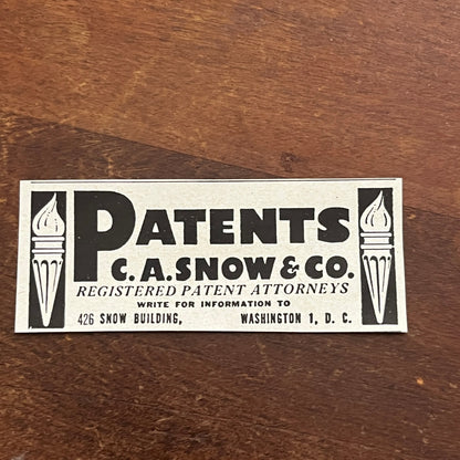 C.A. Snow & Co Patent Attorneys Washington DC 1955 Ad AF9-S2