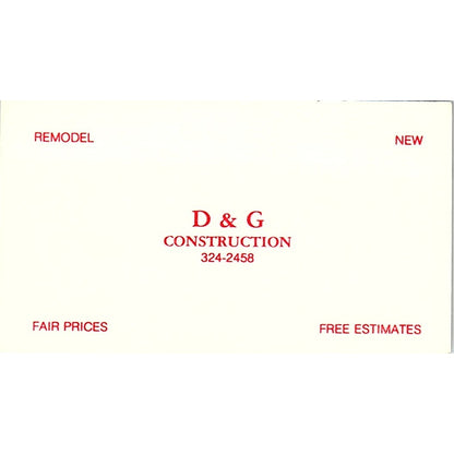 Danny Spurlock D&G Construction Vintage Business Card SD9-B3