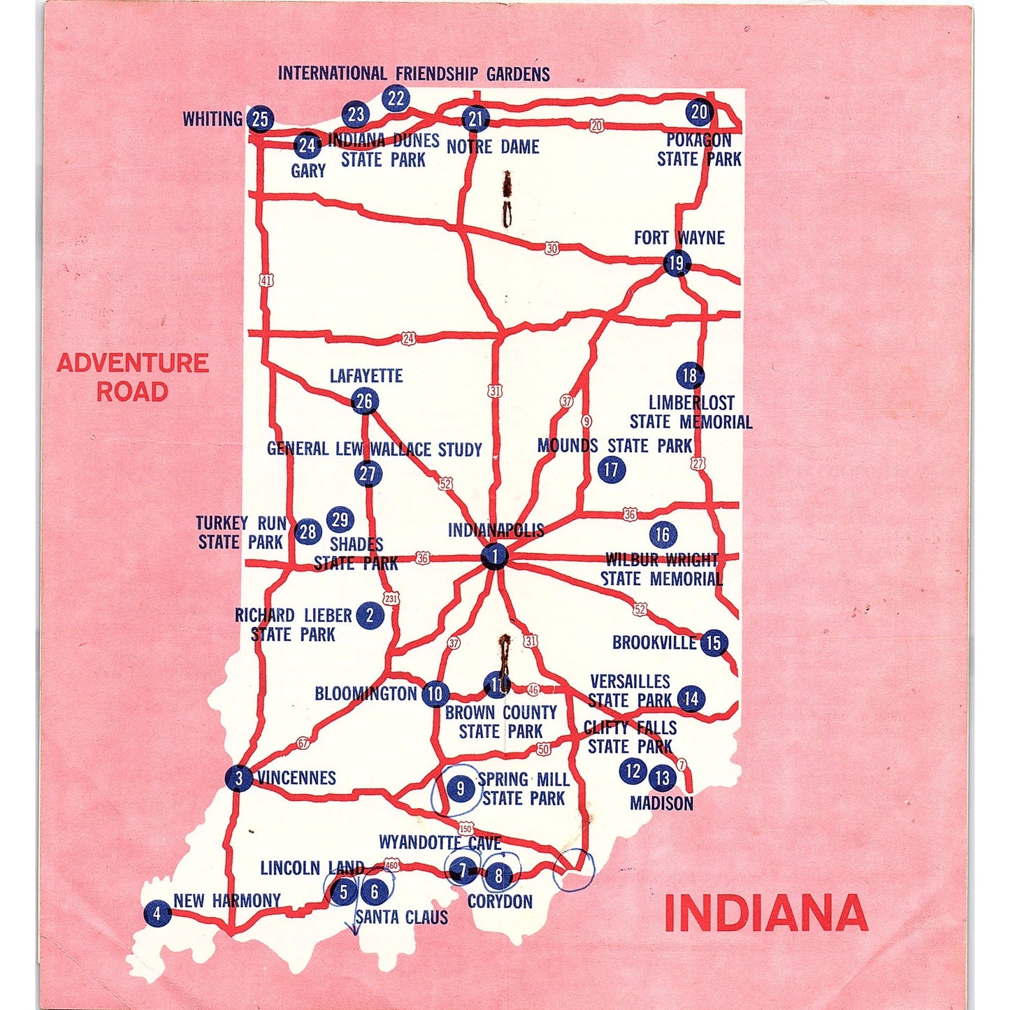 Indiana Adventure Road Travel Guide Vintage Travel Brochure TH2-TB5